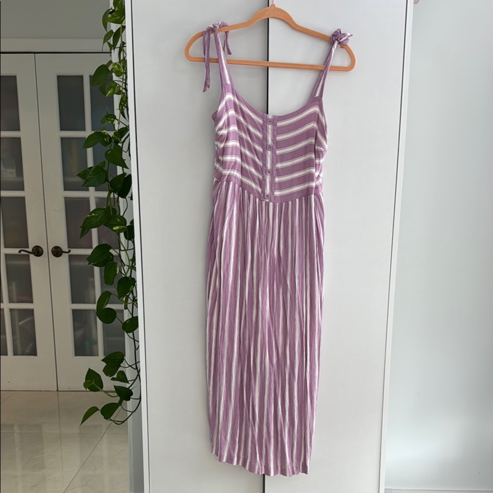 MELLODAY Purple and White Striped Maxi Dress